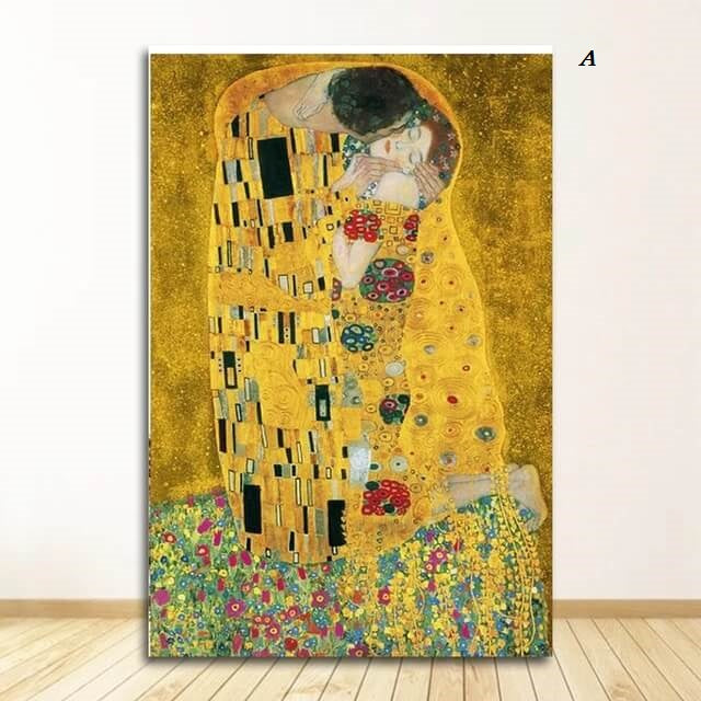 Gustav Klimt Famous Wall Art Portrait of Adele Poster The Kiss Canvas Print