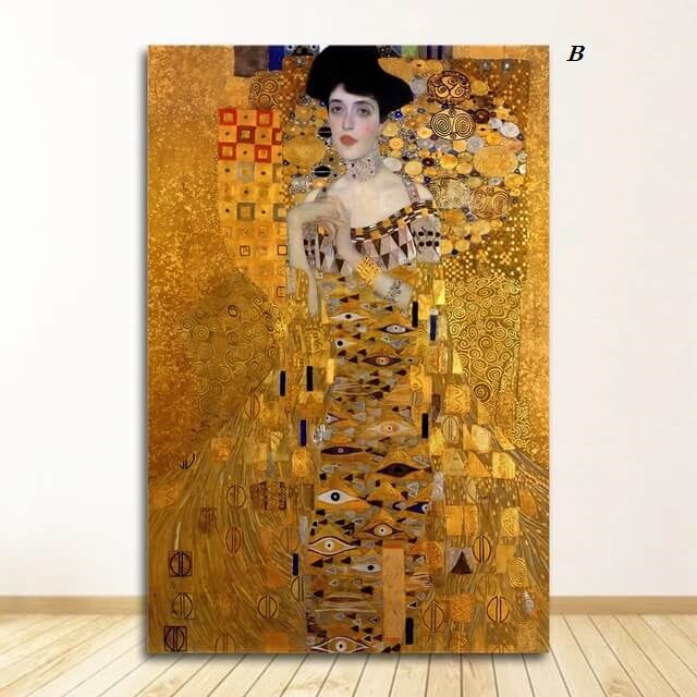 Gustav Klimt Famous Wall Art Portrait of Adele Poster The Kiss Canvas Print