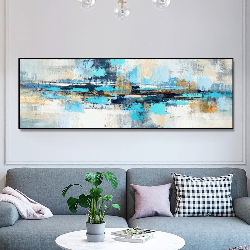 Modern Abstract Shades Of Blue Large Wall Art
