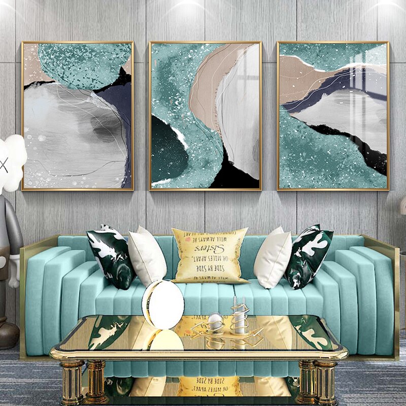 Modern Gray Jade Geomorphic Canvas Prints