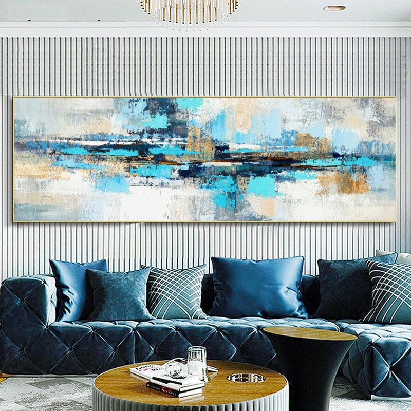 Modern Abstract Shades Of Blue Large Wall Art