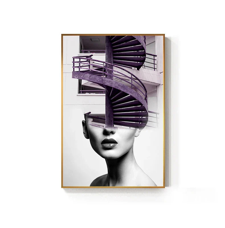 Abstract Architectural Woman Modern Wall Art Canvas Prints