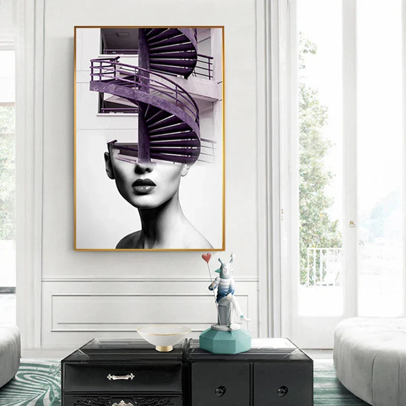 Abstract Architectural Woman Modern Wall Art Canvas Prints