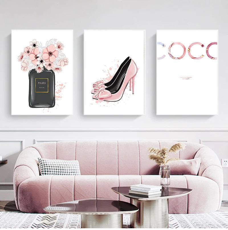 Heels Perfume Minimalist Motivational Coco Chanel Quotes Wall Art