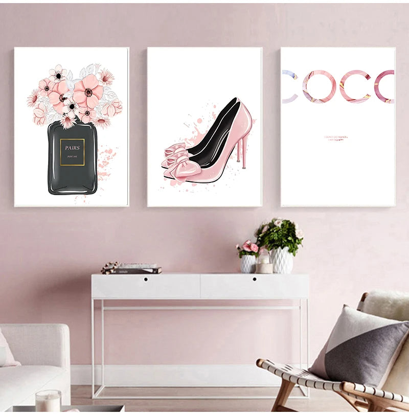 Heels Perfume Minimalist Motivational Coco Chanel Quotes Wall Art