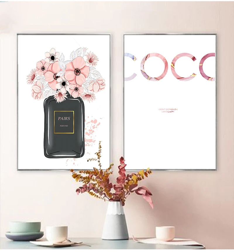 Heels Perfume Minimalist Motivational Coco Chanel Quotes Wall Art