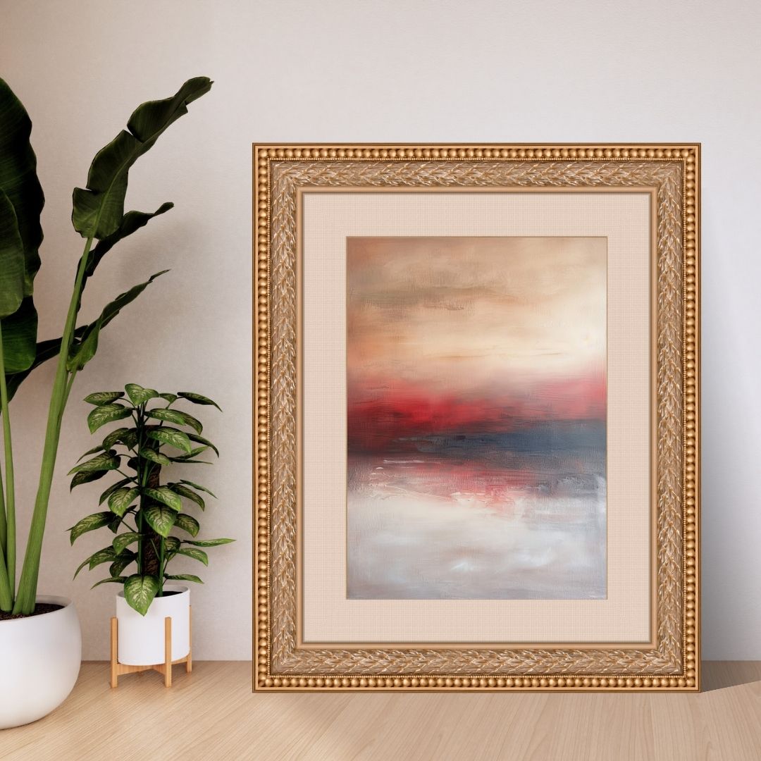 Japandi Abstract Sunrise Landscape Wall Art Canvas Print