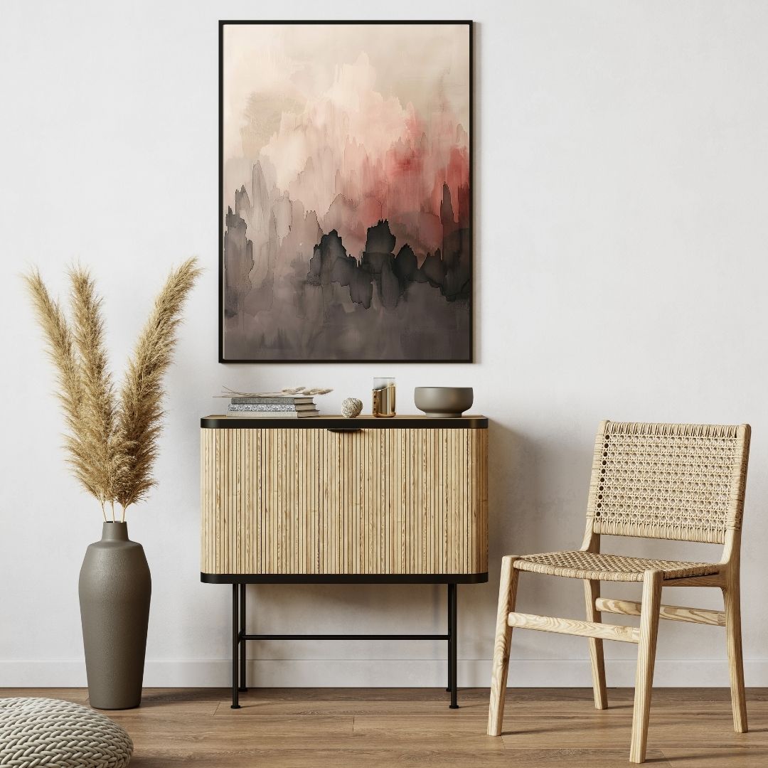 Japandi Abstract Sunrise Landscape Wall Art Canvas Print