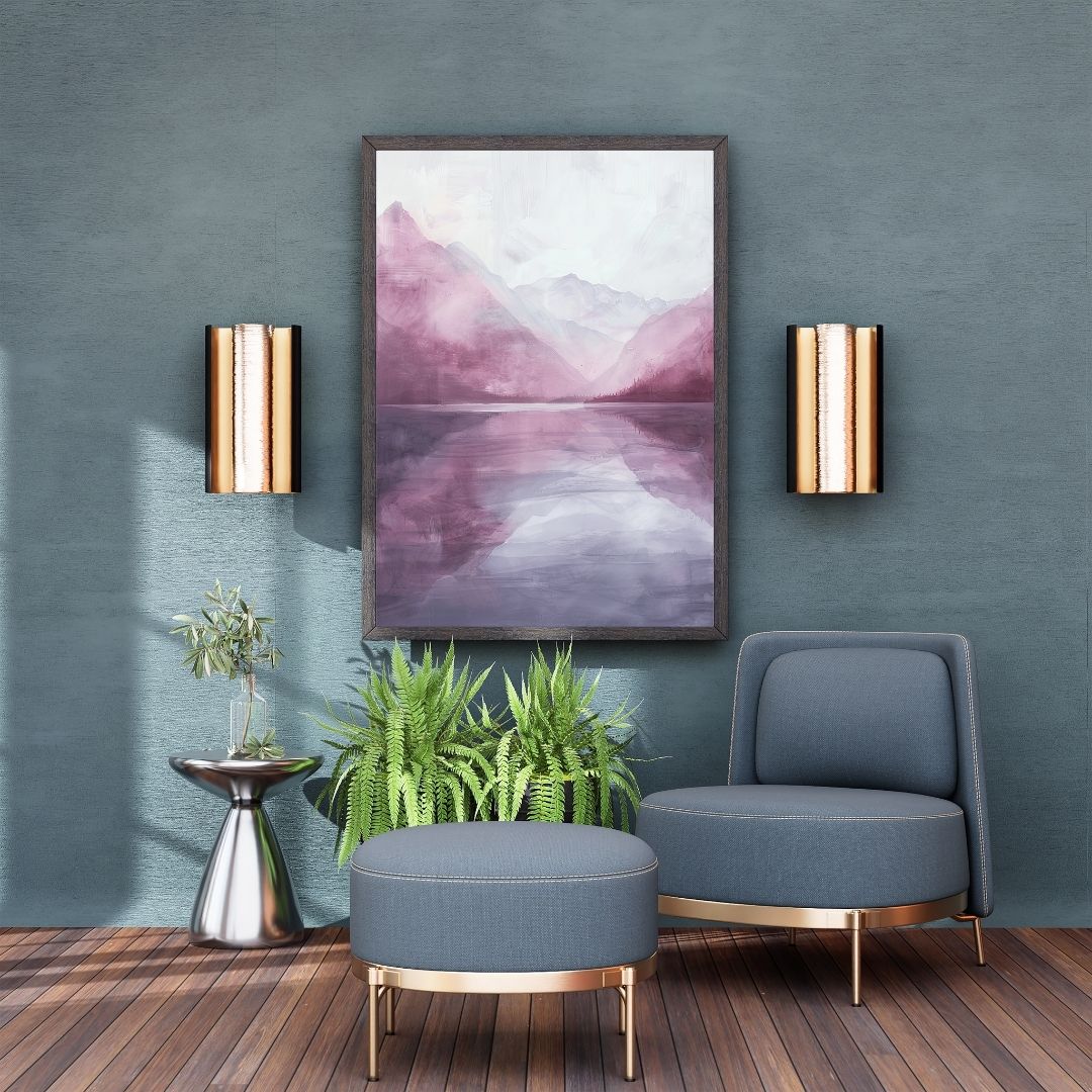 Japandi Bedroom Abstract Landscape Pastel Pink Wall Art