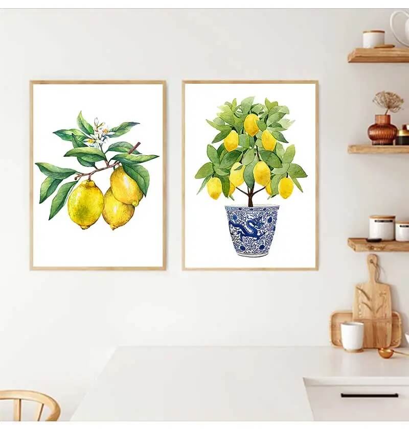 Lemon Fruits Yellow Canvas Wall Art