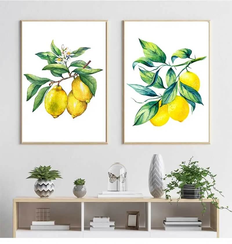 Lemon Fruits Yellow Canvas Wall Art