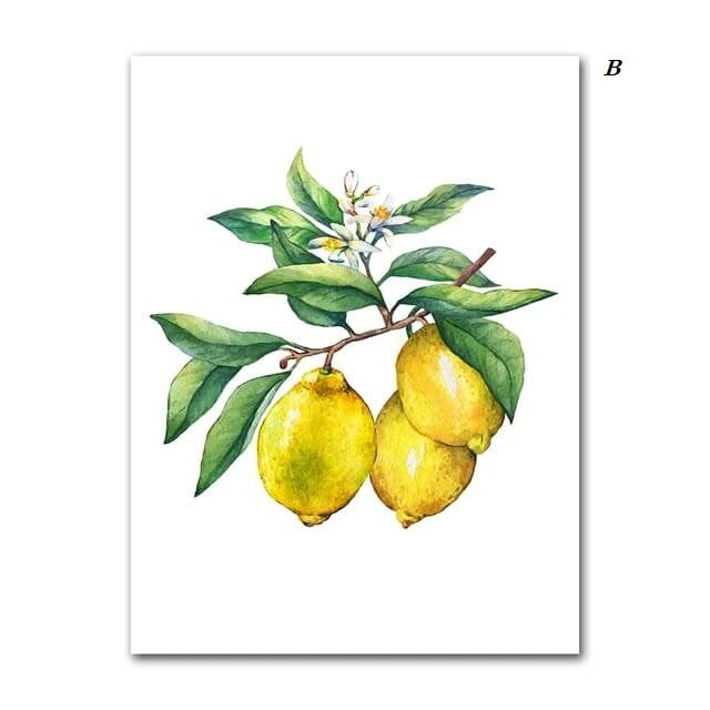 Lemon Fruits Yellow Canvas Wall Art