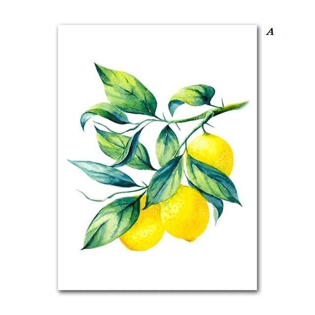 Lemon Fruits Yellow Canvas Wall Art