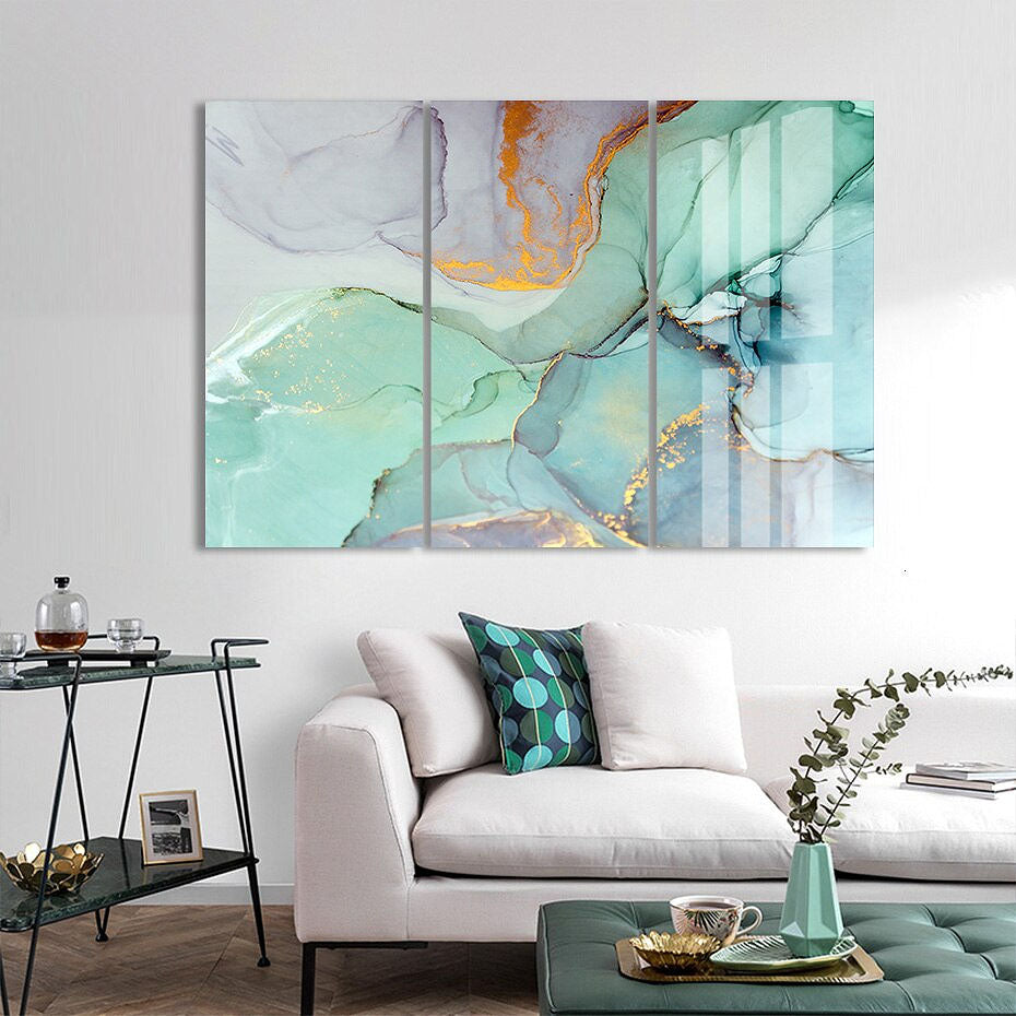 Liquid Teal Marble Canvas Print