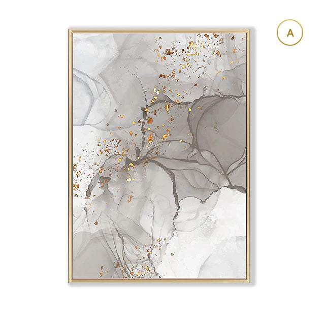 Gray Golden Marble Canvas Prints