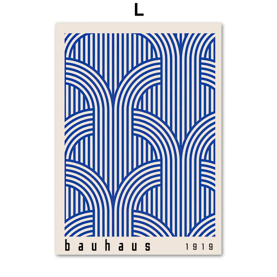 Mid Century Blue Bauhaus Wall Art Canvas Prints