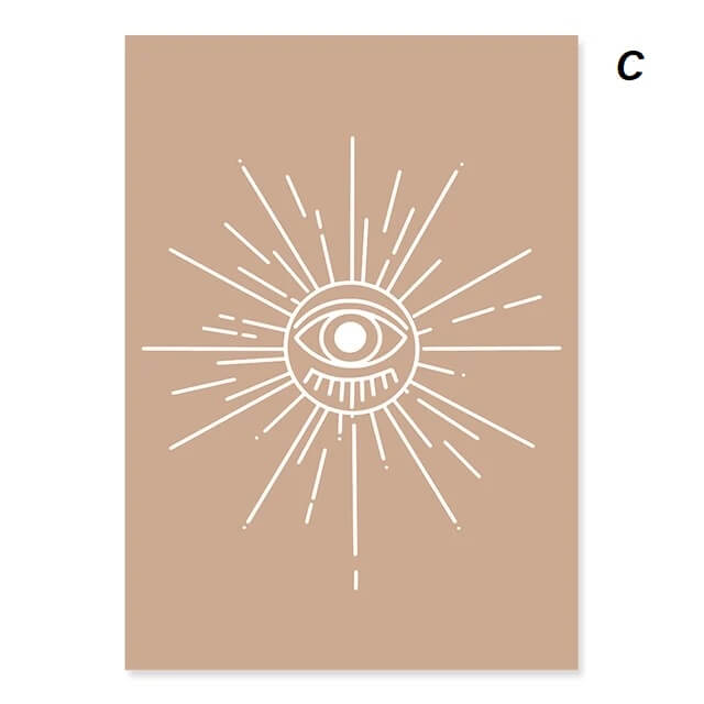 Mid Century Sun and Moon Boho Abstract Wall Art