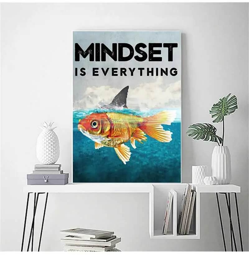 Mindset Is Everything Shark Fish Canvas Print Motivational Wall Art