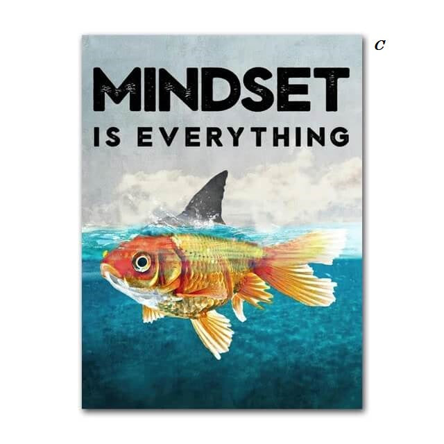 Mindset Is Everything Shark Fish Canvas Print Motivational Wall Art