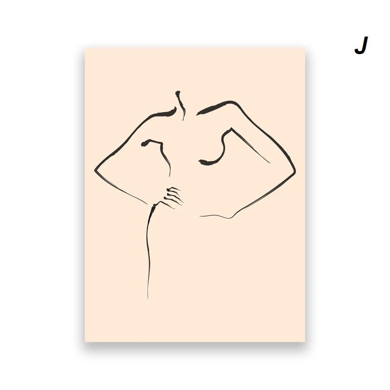 Minimalist Abstract Woman Line Drawing Wall Art
