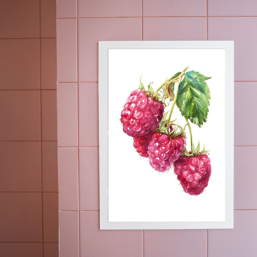 Minimalist Citrus Fruits Orange Kiwi Raspberry Canvas Wall Art