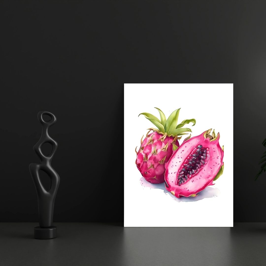 Minimalist Citrus Fruits Orange Kiwi Raspberry Canvas Wall Art