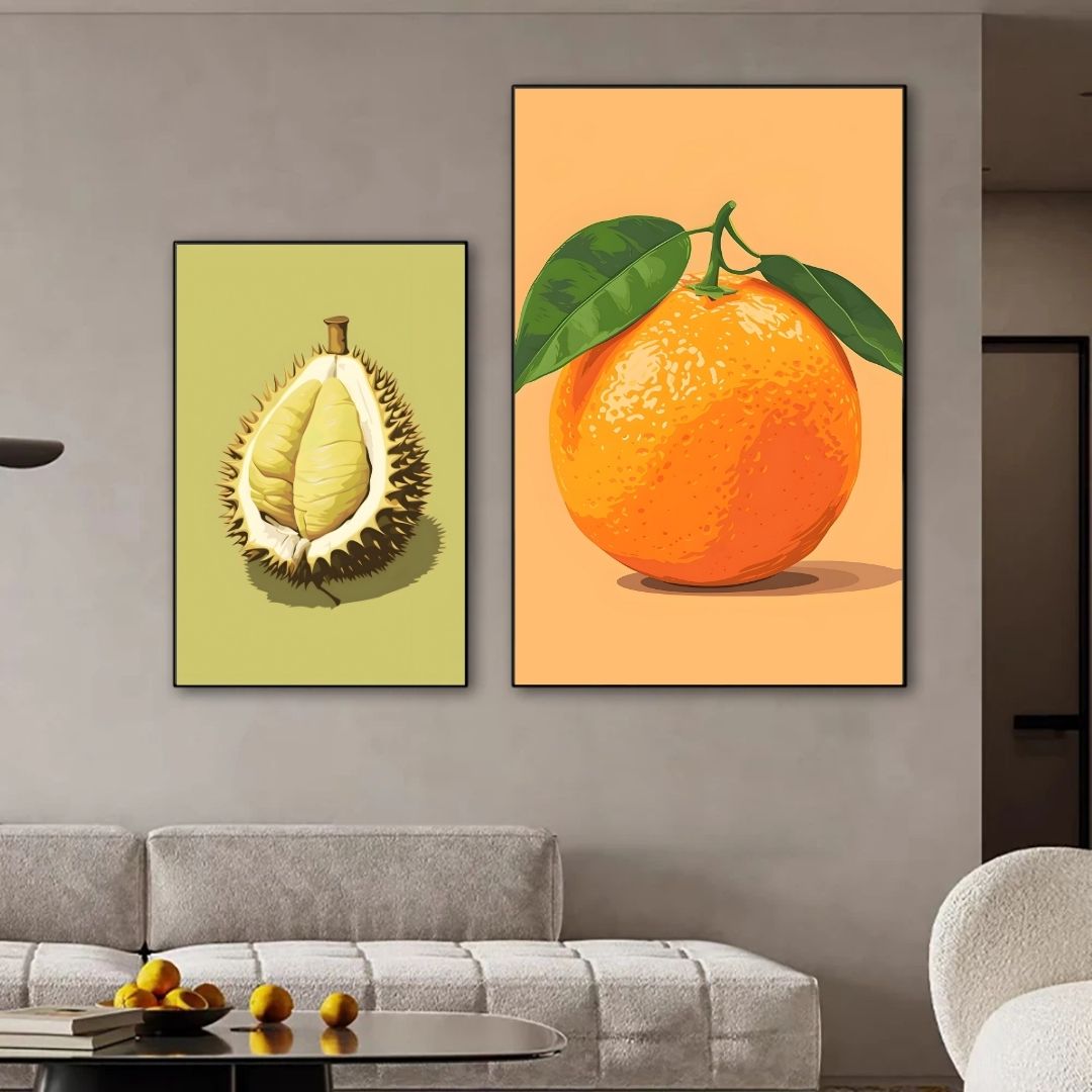 Fruits Orange Lemon Eclectic Canvas Print Wall Art