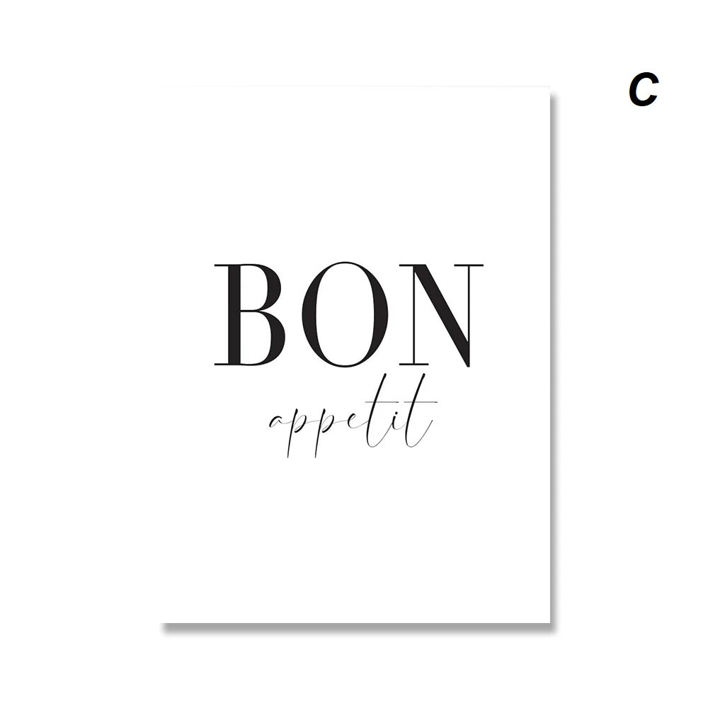 Minimalist Good Food Bon Appetit Quotes Wall