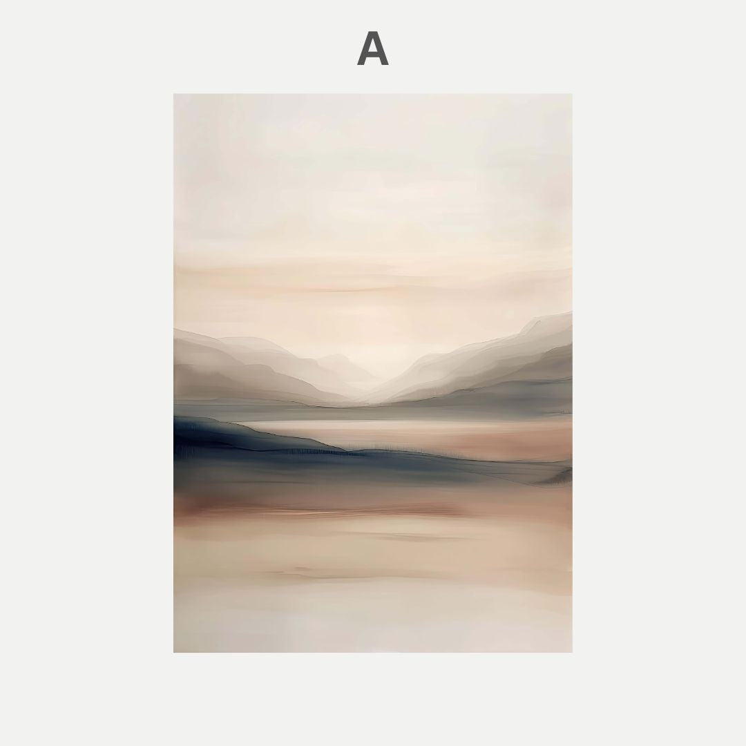 Minimalist Japandi Abstract Pastel Landscape Canvas Wall Art