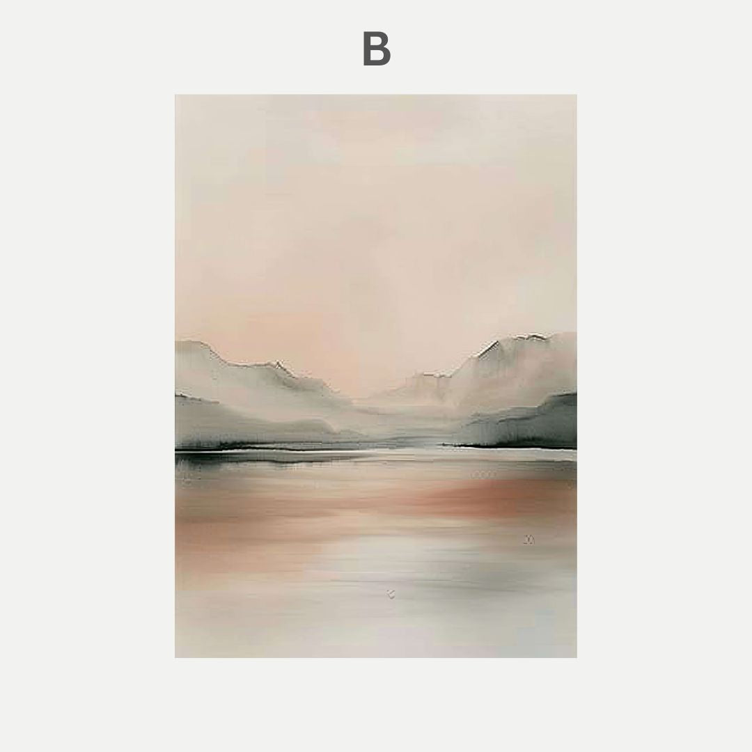 Minimalist Japandi Abstract Pastel Landscape Canvas Wall Art