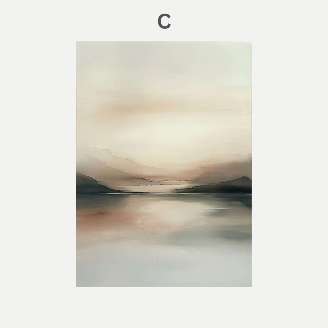 Minimalist Japandi Abstract Pastel Landscape Canvas Wall Art