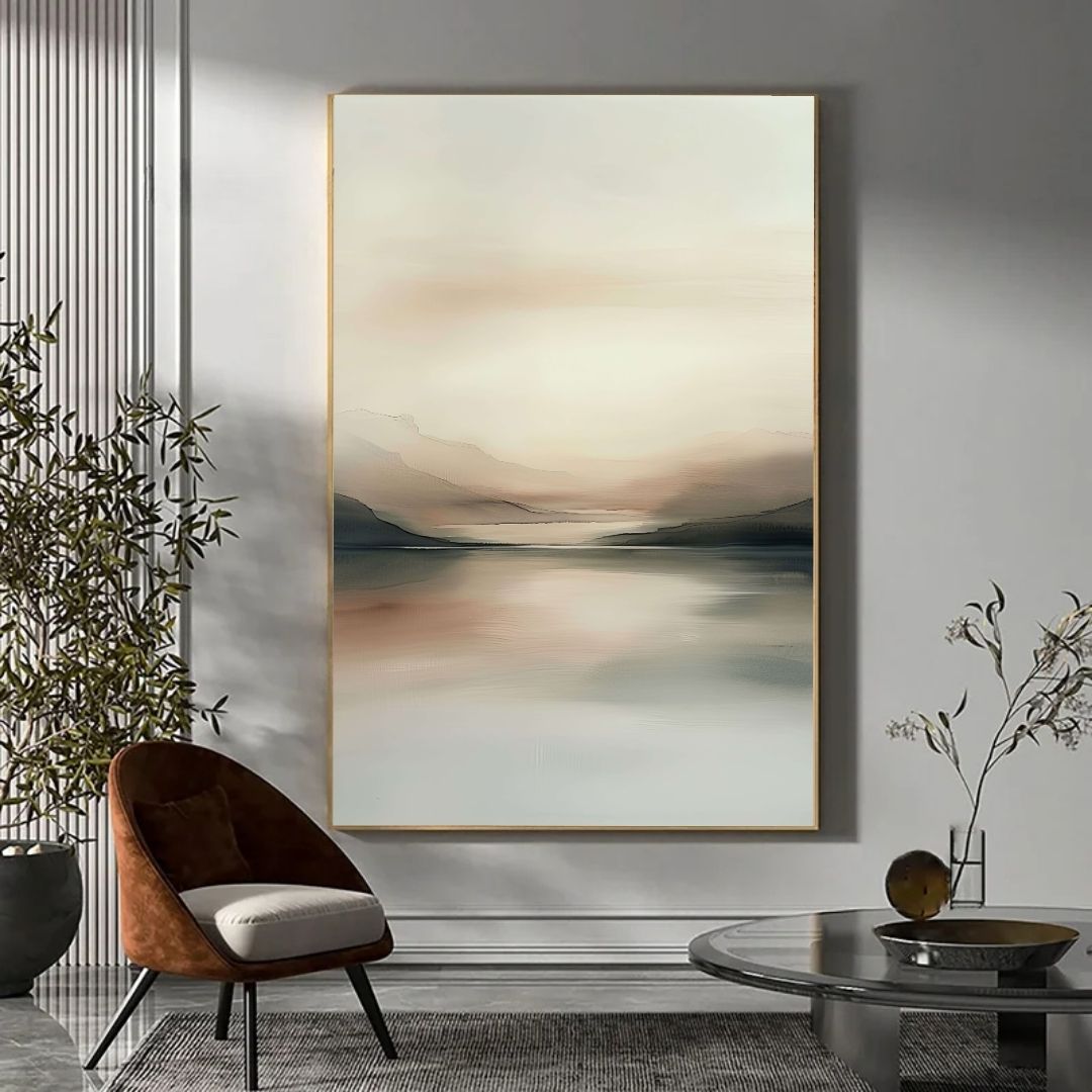 Minimalist Japandi Abstract Pastel Landscape Canvas Wall Art