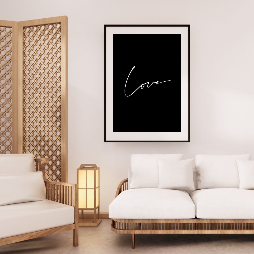 Minimalist Nordic Black Pink Love Quote Wall Art Canvas Print