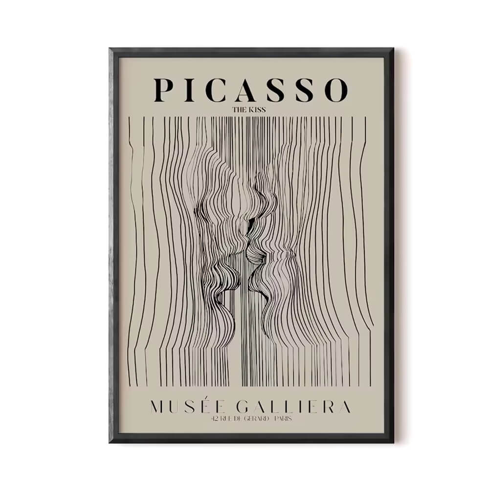 Minimalist Picasso Exhibition Neutral Abstract Kiss Canvas Print