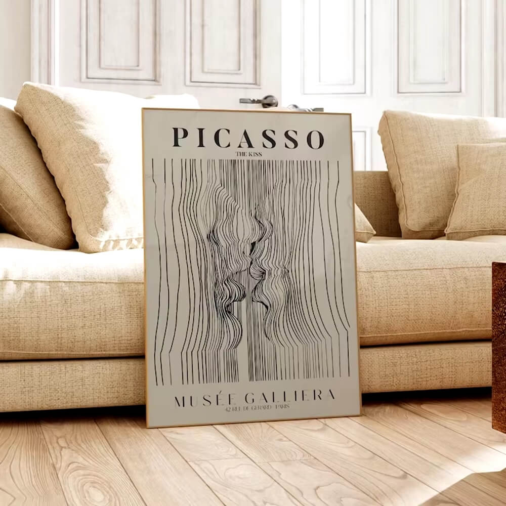 Minimalist Picasso Exhibition Neutral Abstract Kiss Canvas Print