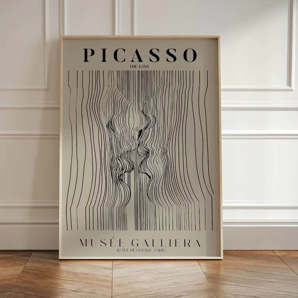 Minimalist Picasso Exhibition Neutral Abstract Kiss Canvas Print