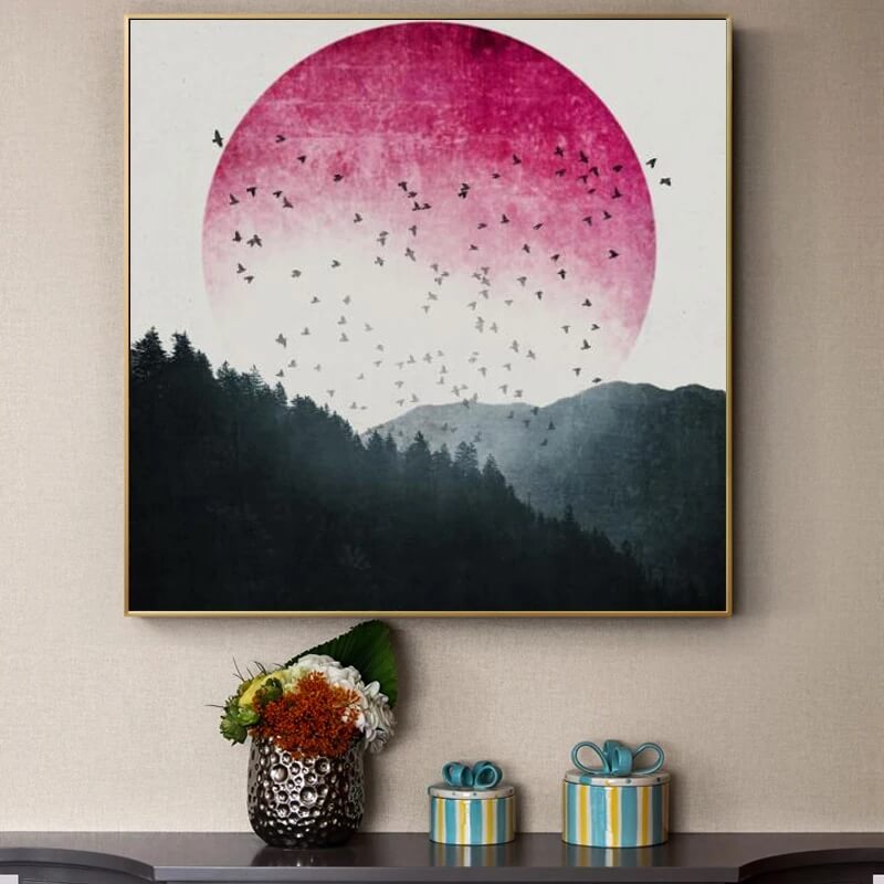 Minimalist Abstract Japanese Landscape Canvas Wall Art