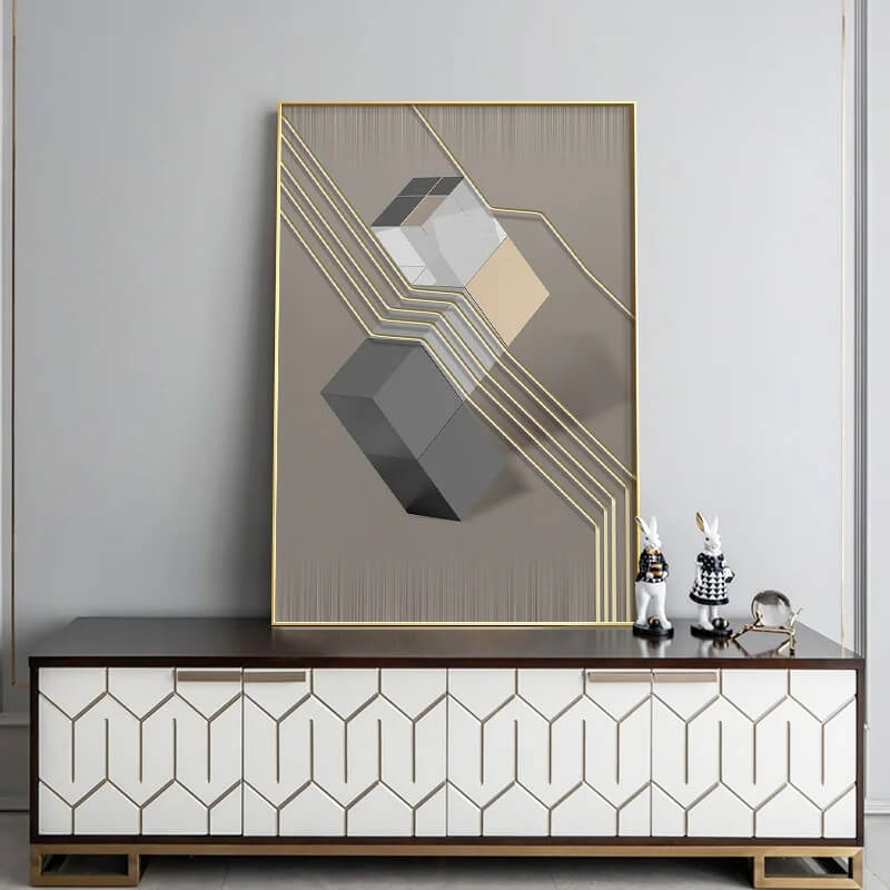Modern Abstract Grey Golden Canvas Wall Art