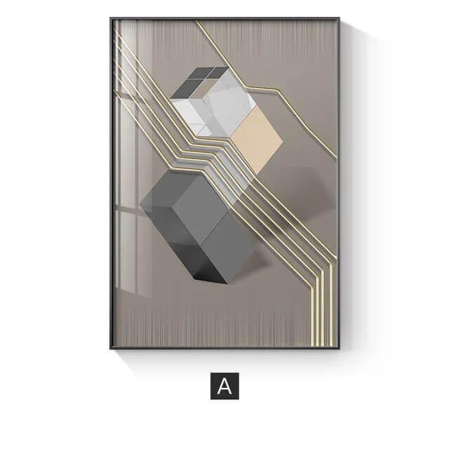 Modern Abstract Grey Golden Canvas Wall Art