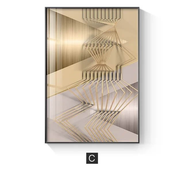 Modern Abstract Grey Golden Canvas Wall Art