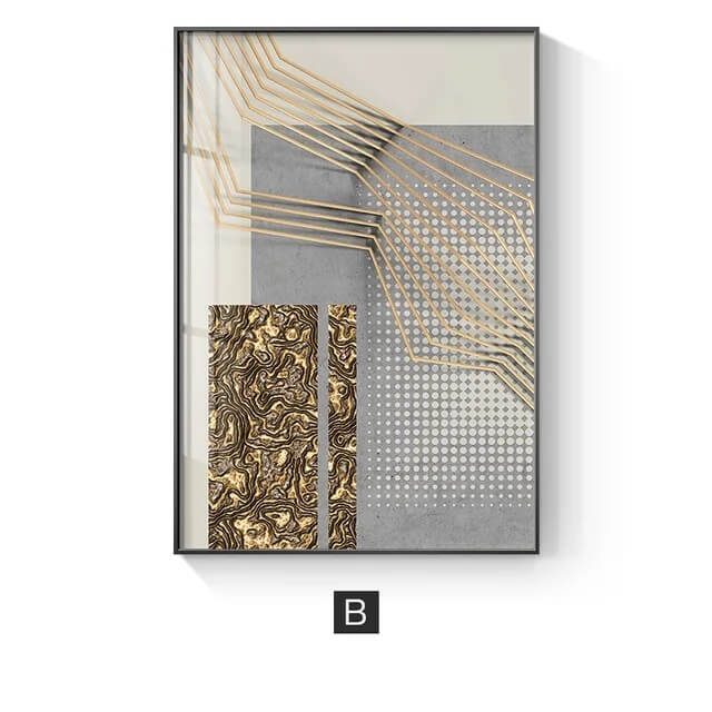 Modern Abstract Grey Golden Canvas Wall Art