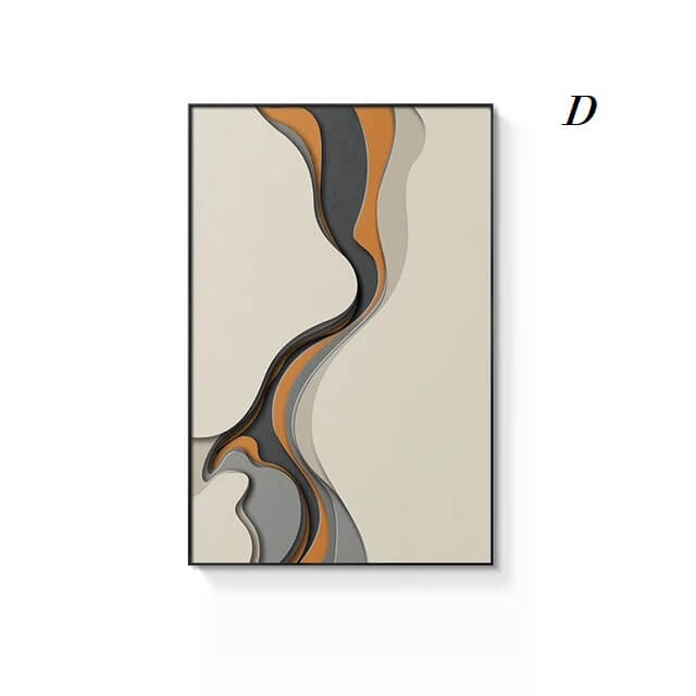 Modern Abstract Orange Grey Geometric Canvas Wall Art