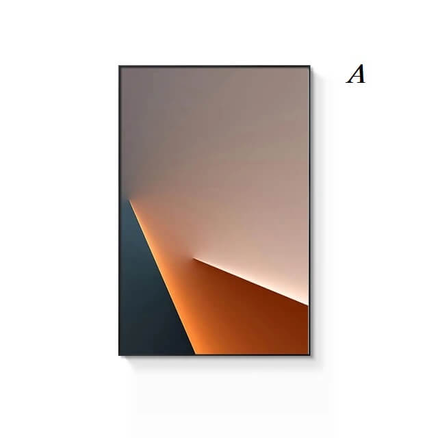 Modern Abstract Orange Grey Geometric Canvas Wall Art