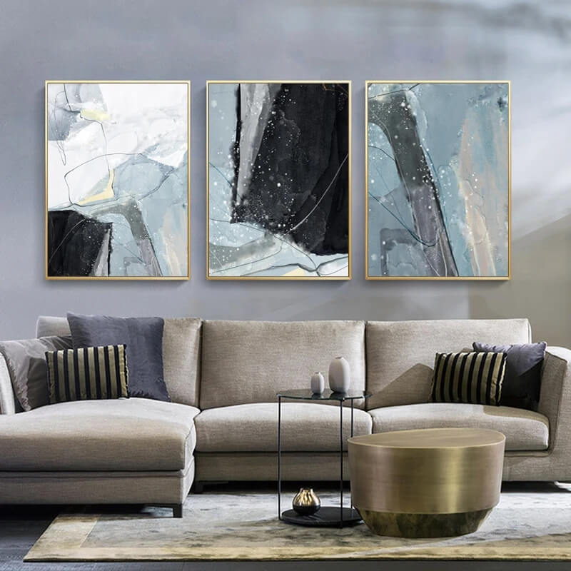 Modern Abstract White Blue Marble Canvas Prints
