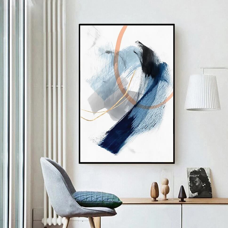 Modern Abstract Watercolor Blue Splash Ink Canvas Prints