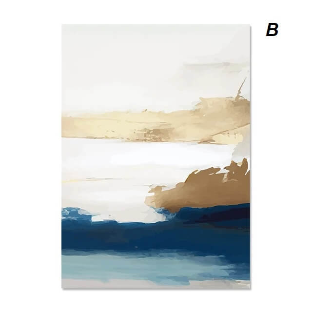 Modern Golden Blue Abstract Wall Art