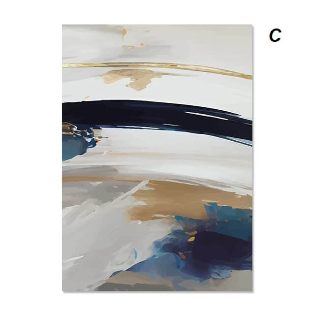 Modern Golden Blue Abstract Wall Art
