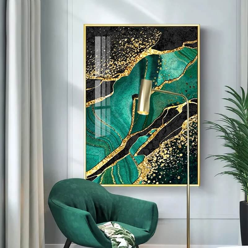 Modern Golden Green Marble Canvas Prints
