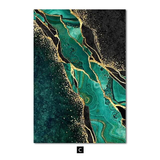 Modern Golden Green Marble Canvas Prints