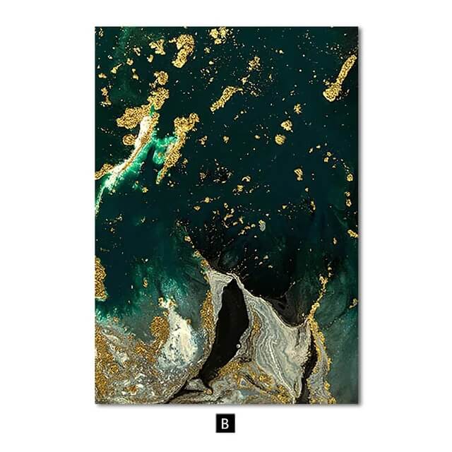 Modern Golden Green Marble Canvas Prints